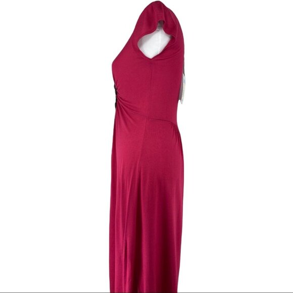 Prairie New York‎ NWT Rose Pink Y2K Gemstone Modal V-Neck Modal MIDI Dress M/C30 - Picture 6 of 14